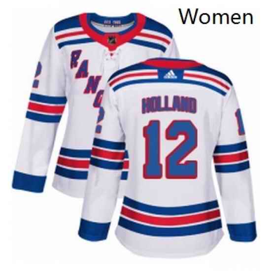 Womens Adidas New York Rangers 12 Peter Holland Authentic White Away NHL Jersey